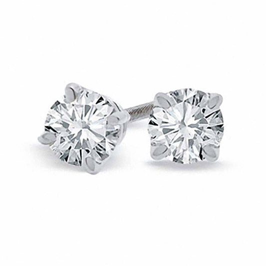0.75 CT. T.W. Certified Diamond Solitaire Stud Earrings in 18K White Gold (I/VS2)