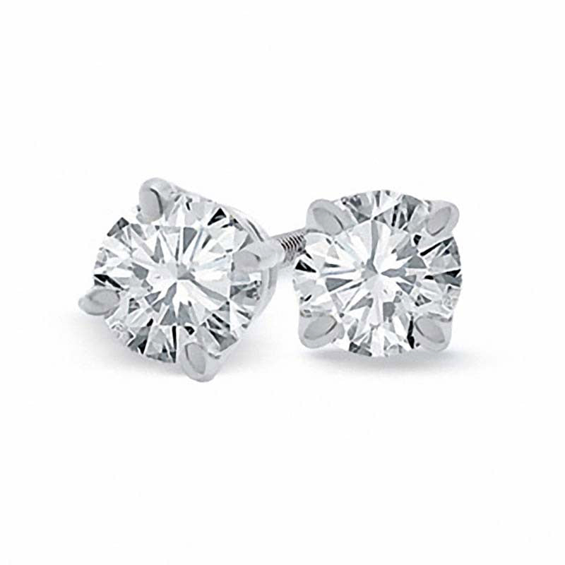 2 CT. T.W. Certified Diamond Solitaire Stud Earrings in 18K White Gold (I/SI2)