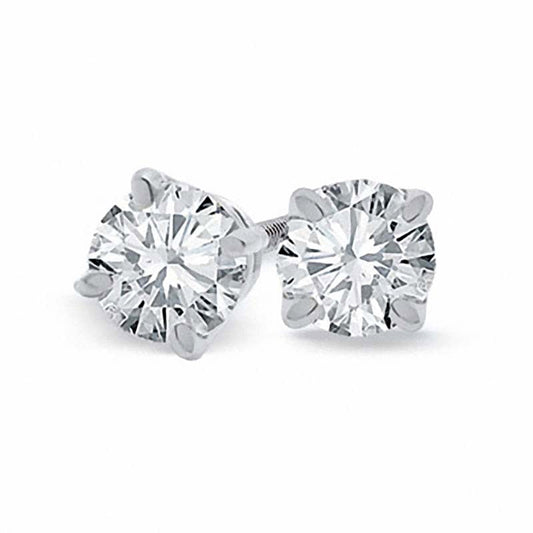 2 CT. T.W. Certified Diamond Solitaire Stud Earrings in 18K White Gold (I/SI2)