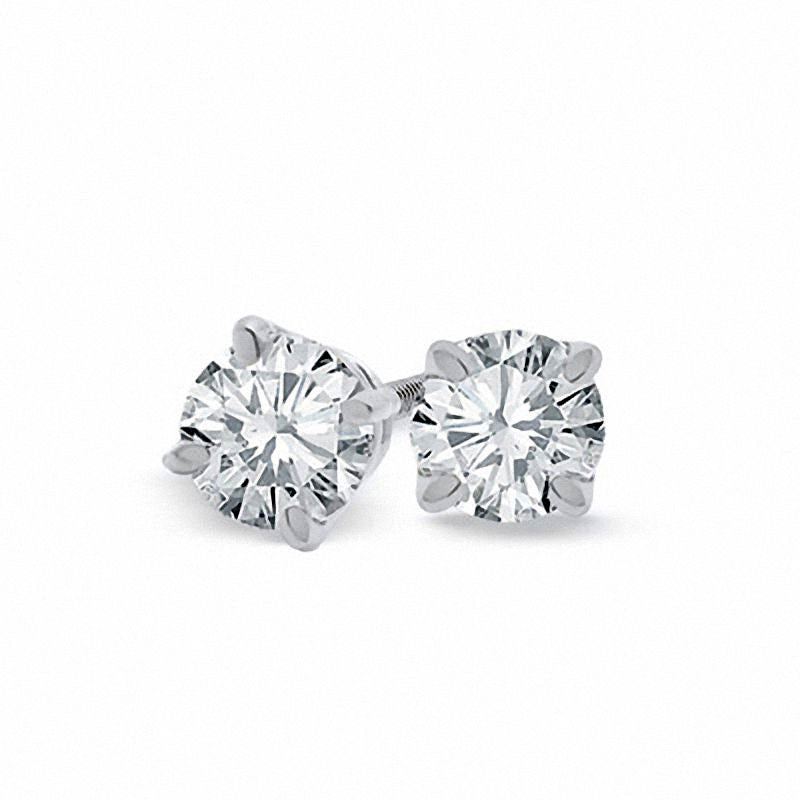 2 CT. T.W. Certified Diamond Solitaire Stud Earrings in 18K White Gold (I/VS2)