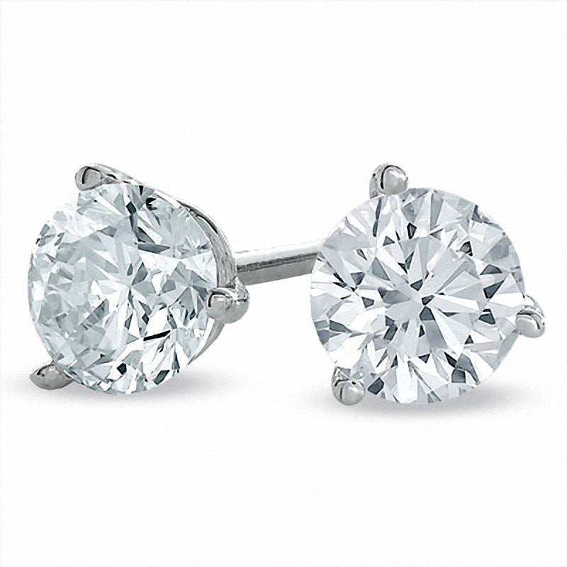 2 CT. T.W. Certified Diamond Solitaire Stud Earrings in 18K White Gold (I/SI2)