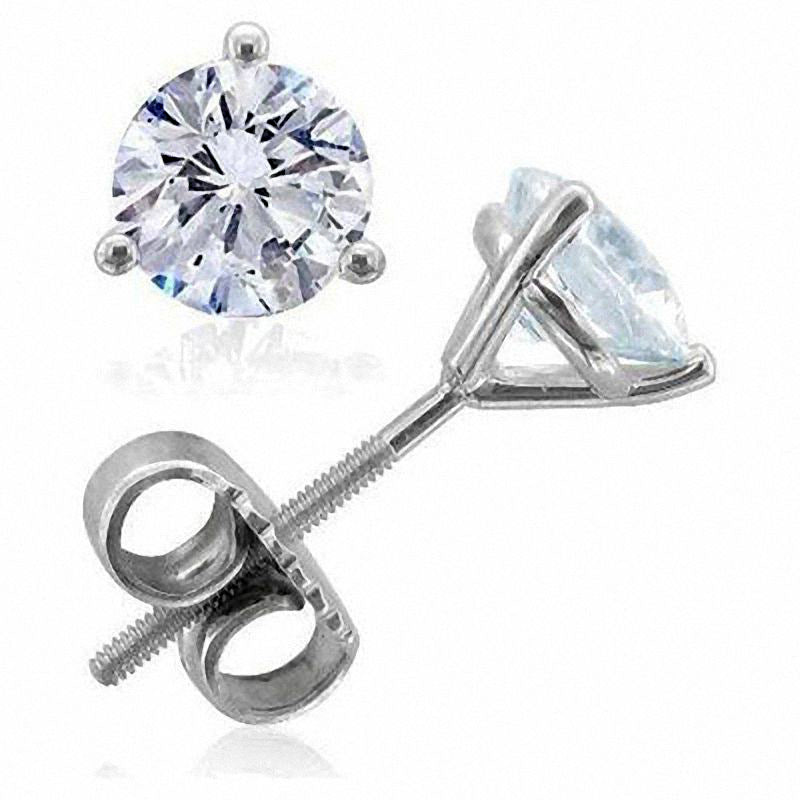 2 CT. T.W. Certified Diamond Solitaire Stud Earrings in 18K White Gold (I/VS2)
