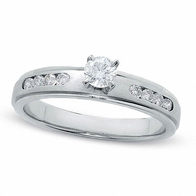 0.50 CT. T.W. Natural Diamond Engagement Ring in Solid 14K White Gold