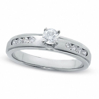 0.50 CT. T.W. Natural Diamond Engagement Ring in Solid 14K White Gold