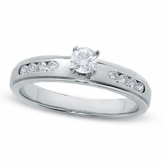 0.50 CT. T.W. Natural Diamond Engagement Ring in Solid 14K White Gold