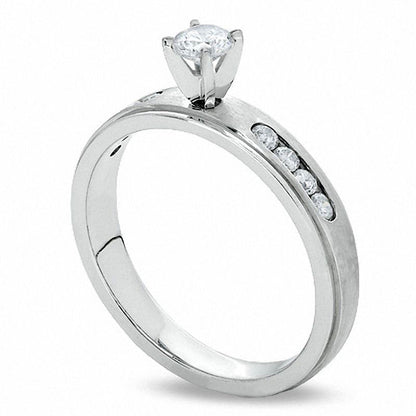 0.50 CT. T.W. Natural Diamond Engagement Ring in Solid 14K White Gold