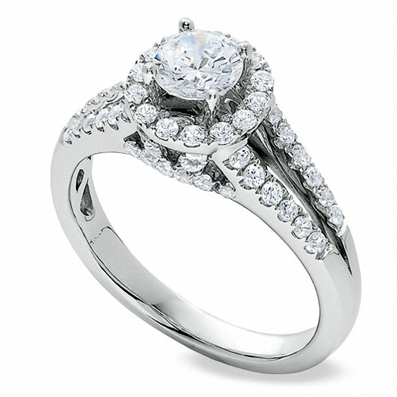 1.0 CT. T.W. Natural Diamond Split Shank Engagement Ring in Solid 14K White Gold