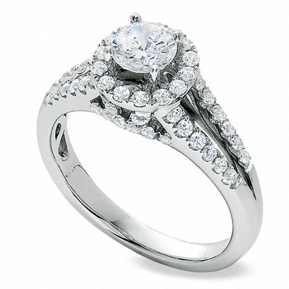 1.0 CT. T.W. Natural Diamond Split Shank Engagement Ring in Solid 14K White Gold