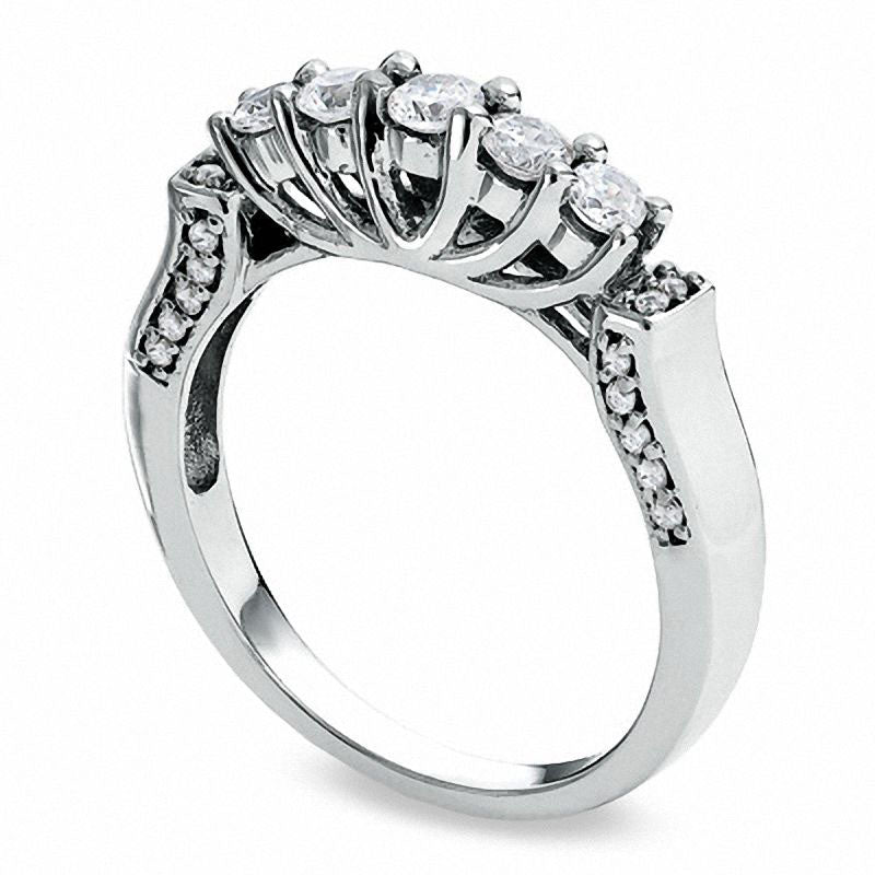 0.50 CT. T.W. Natural Diamond Five Stone Band in Solid 14K White Gold