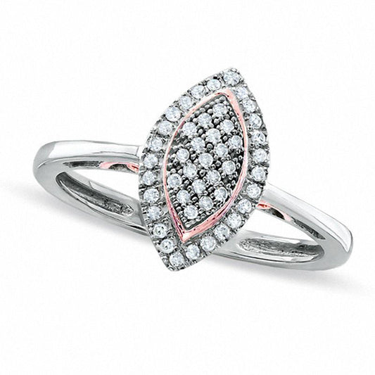 0.14 CT. T.W. Marquise Natural Diamond Cluster Promise Ring in Solid 10K Two-Tone Gold