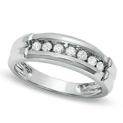 0.20 CT. T.W. Natural Diamond Seven-Stone Band in Solid 14K White Gold
