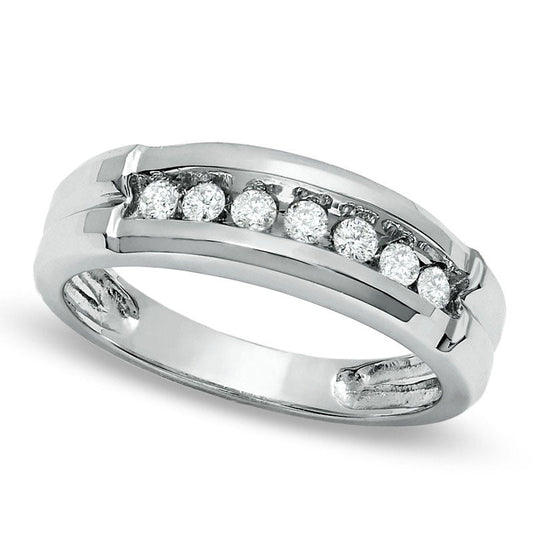 0.20 CT. T.W. Natural Diamond Seven-Stone Band in Solid 14K White Gold