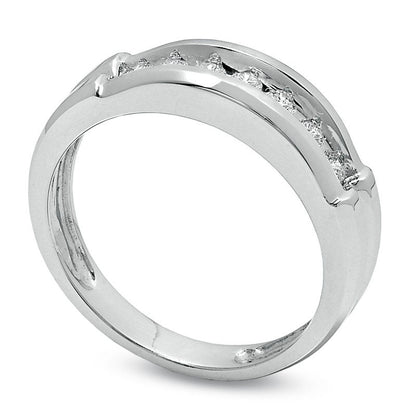 0.20 CT. T.W. Natural Diamond Seven-Stone Band in Solid 14K White Gold