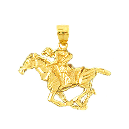 14K Gold 3D Galloping Horse Charm