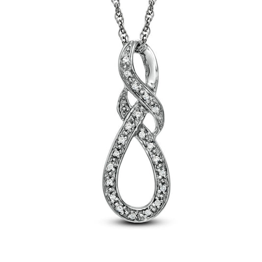 Natural Diamond Accent Knotted Swirl Pendant in Sterling Silver