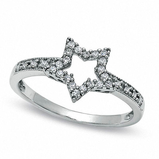 0.13 CT. T.W. Natural Diamond Star Outline Ring in Sterling Silver