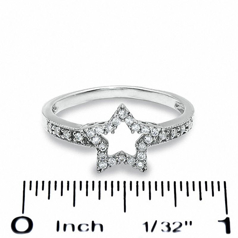 0.13 CT. T.W. Natural Diamond Star Outline Ring in Sterling Silver