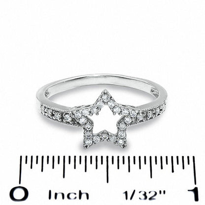 0.13 CT. T.W. Natural Diamond Star Outline Ring in Sterling Silver
