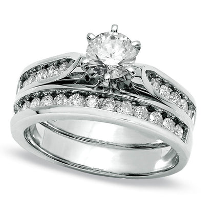 1.25 CT. T.W. Natural Diamond Bridal Engagement Ring Set in Solid 14K White Gold
