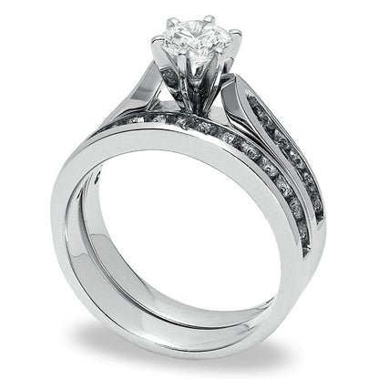 1.25 CT. T.W. Natural Diamond Bridal Engagement Ring Set in Solid 14K White Gold