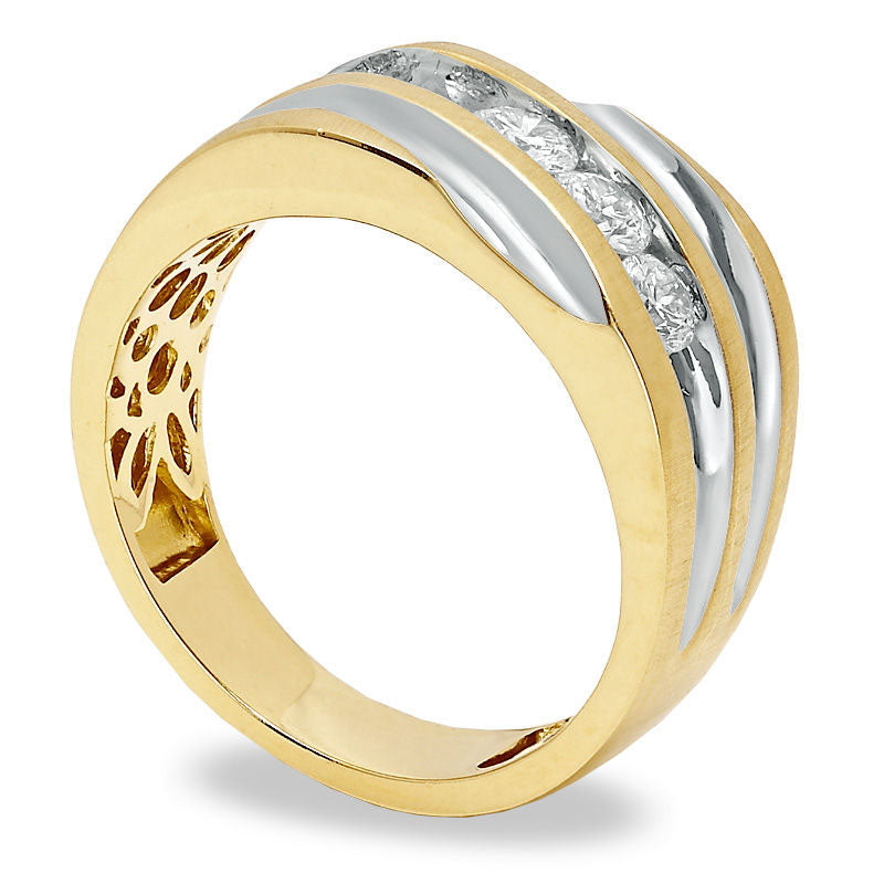 Men's 1.0 CT. T.W. Natural Diamond Five Stone Slant Band in Solid 14K Gold