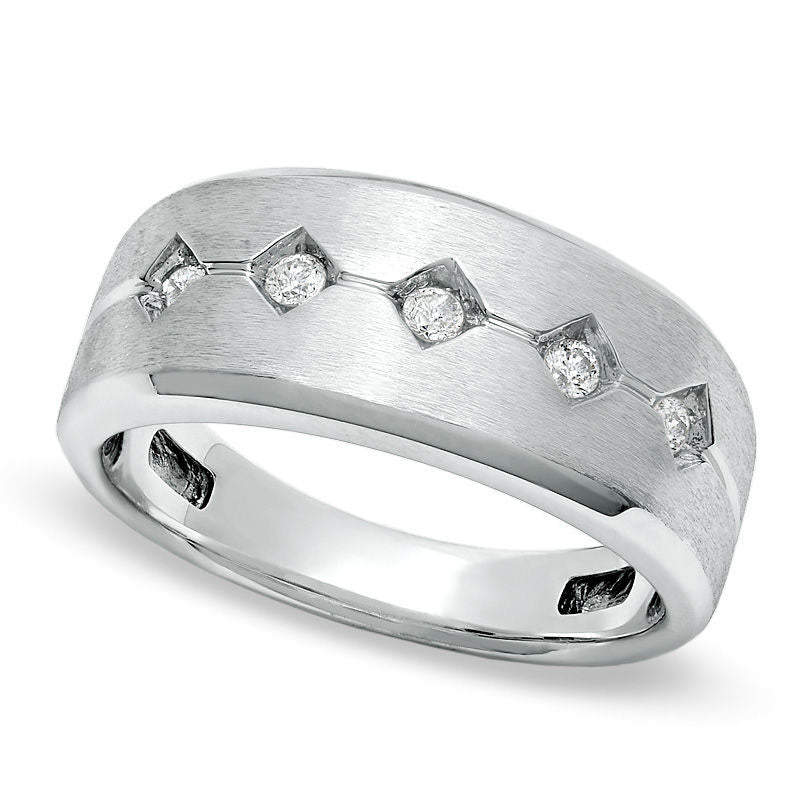 Men's 0.20 CT. T.W. Natural Diamond Five Stone Band in Solid 14K White Gold