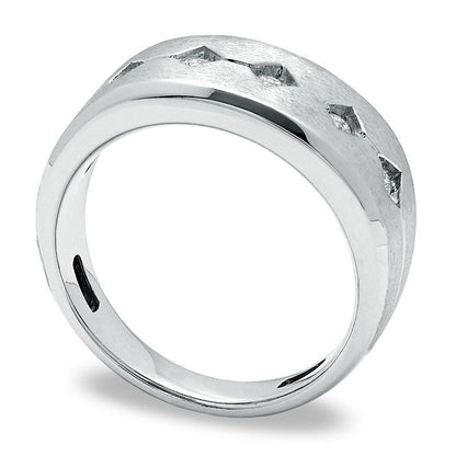 Men's 0.20 CT. T.W. Natural Diamond Five Stone Band in Solid 14K White Gold