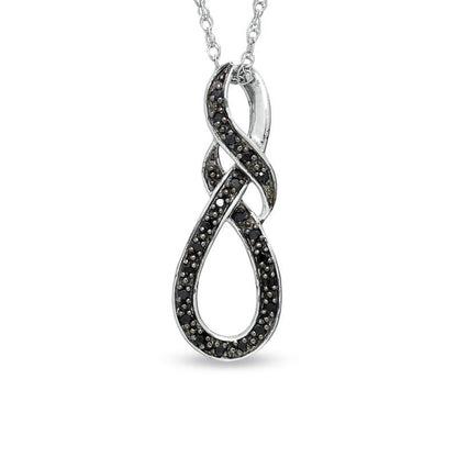 Enhanced Black Natural Diamond Accent Swirled Knot Pendant in Sterling Silver