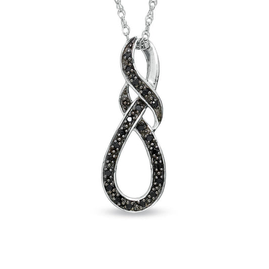 Enhanced Black Natural Diamond Accent Swirled Knot Pendant in Sterling Silver
