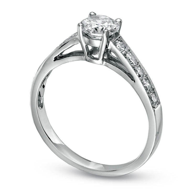 1.0 CT. T.W. Natural Diamond Classic Engagement Ring in Solid 14K White Gold