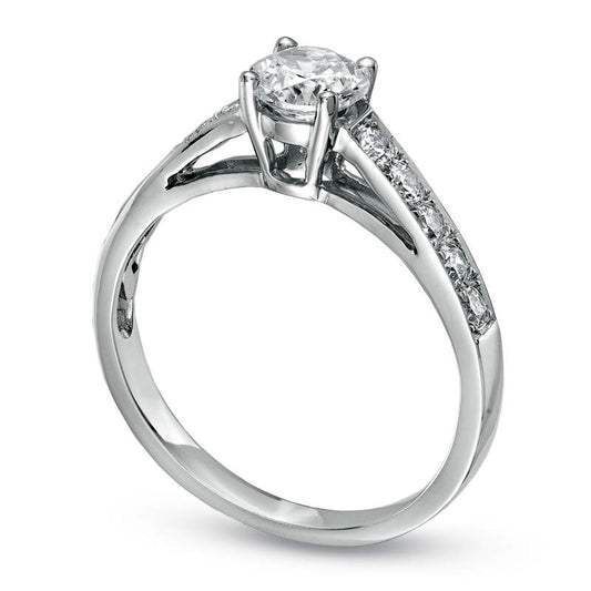 1.0 CT. T.W. Natural Diamond Classic Engagement Ring in Solid 14K White Gold