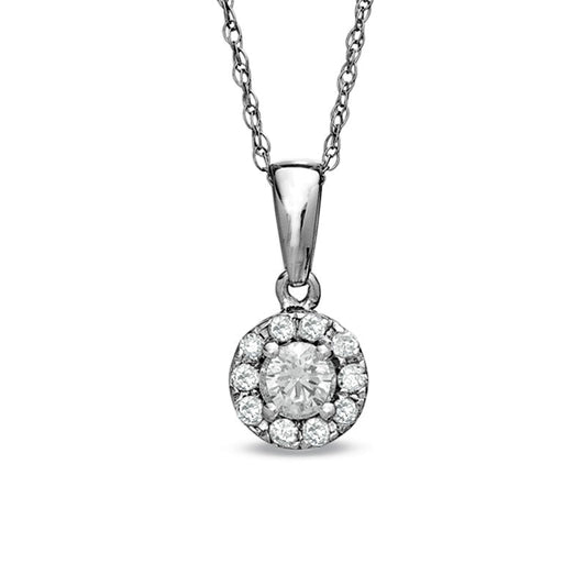 0.25 CT. T.W. Natural Diamond Round Frame Pendant in 10K White Gold