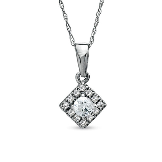 0.25 CT. T.W. Natural Diamond Square Frame Pendant in 10K White Gold