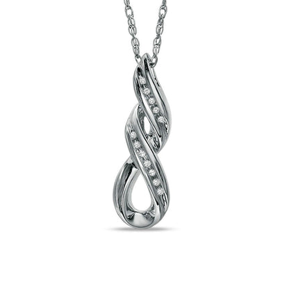 Natural Diamond Accent Swirl Loop Pendant in Sterling Silver