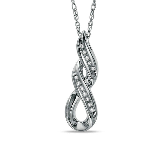Natural Diamond Accent Swirl Loop Pendant in Sterling Silver