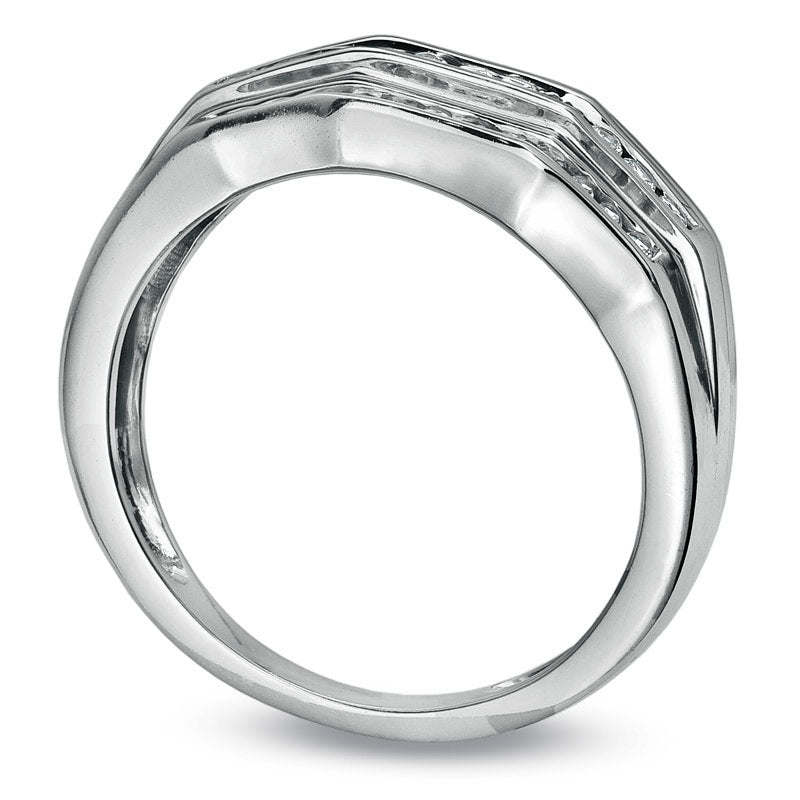Men's 0.50 CT. T.W. Natural Diamond Triple Row Band in Solid 10K White Gold