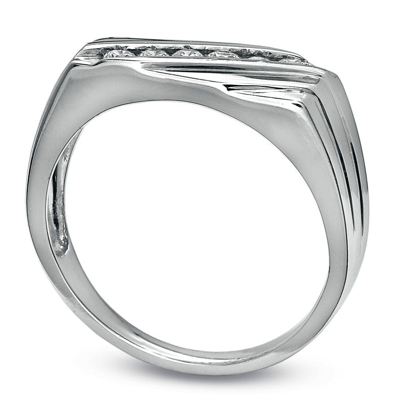 Men's 0.25 CT. T.W. Natural Diamond Slant Band in Solid 10K White Gold