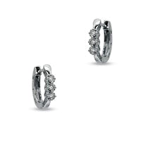 Diamond Accent Three Stone Hoop Earrings in Sterling Silver