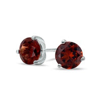 7.0mm Garnet Stud Earrings in Sterling Silver