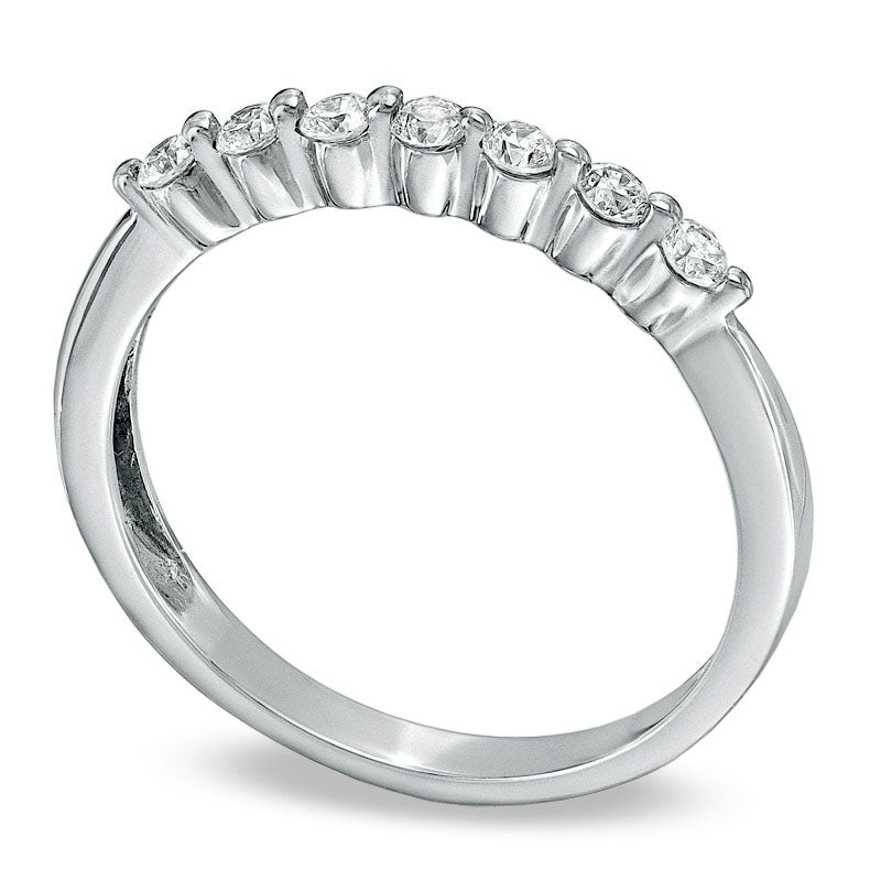 0.25 CT. T.W. Natural Diamond Seven Stone Band in Solid 10K White Gold