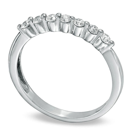 0.25 CT. T.W. Natural Diamond Seven Stone Band in Solid 10K White Gold