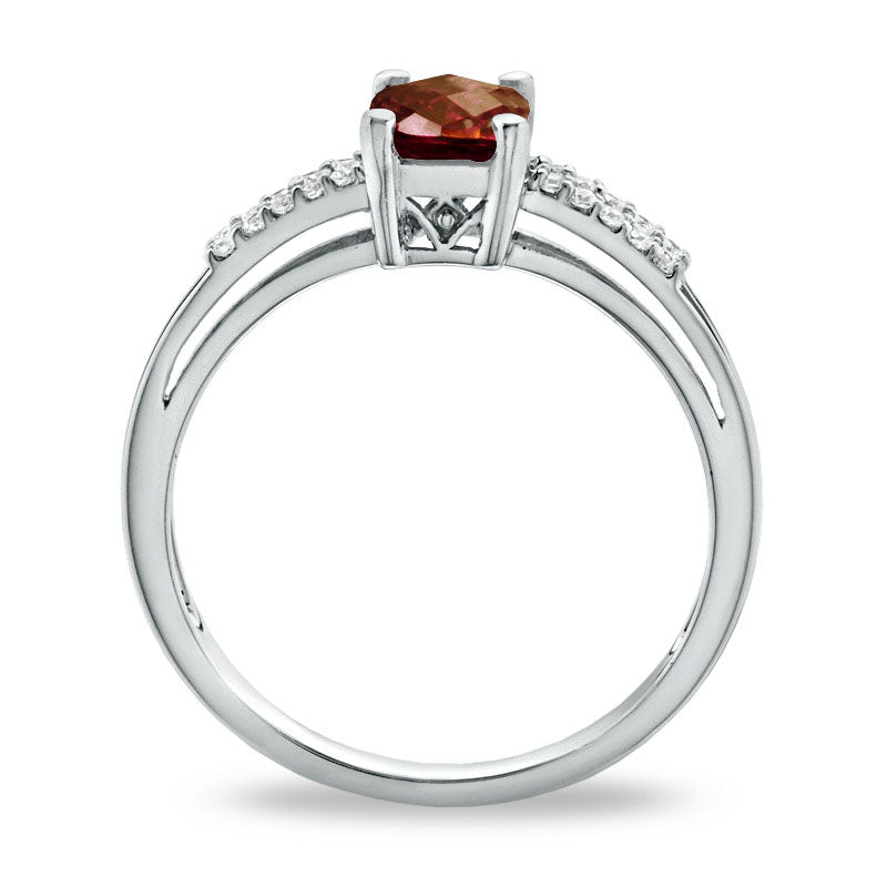 Cushion-Cut Garnet and White Topaz Ring in Sterling Silver