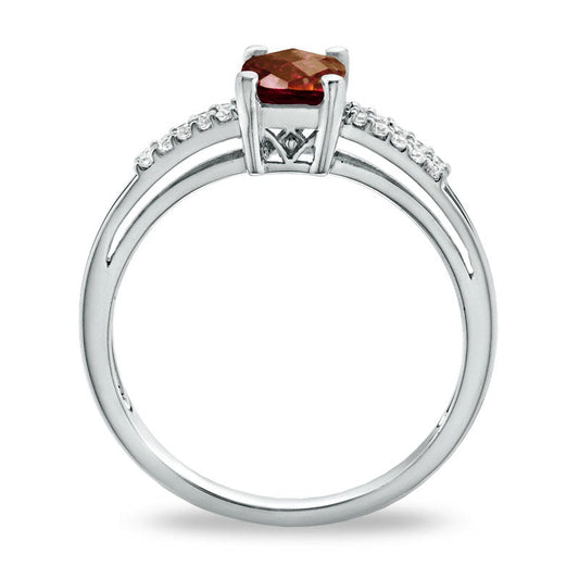 Cushion-Cut Garnet and White Topaz Ring in Sterling Silver