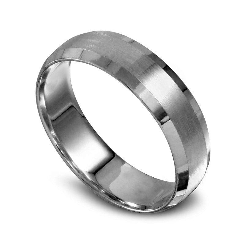 6.0mm Solid 10K White Gold Multi-Finish Wedding Band