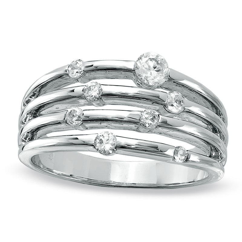 0.50 CT. T.W. Natural Diamond Orbit Band in Solid 10K White Gold