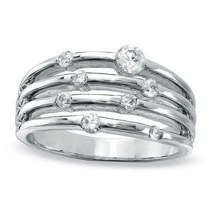 0.50 CT. T.W. Natural Diamond Orbit Band in Solid 10K White Gold