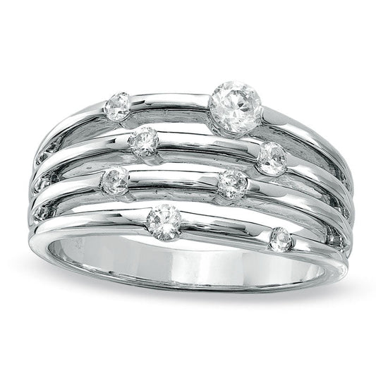 0.50 CT. T.W. Natural Diamond Orbit Band in Solid 10K White Gold