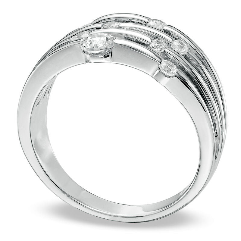 0.50 CT. T.W. Natural Diamond Orbit Band in Solid 10K White Gold