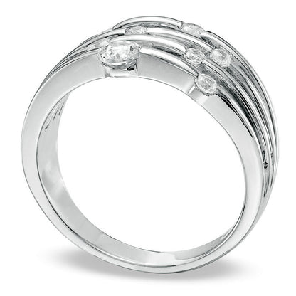 0.50 CT. T.W. Natural Diamond Orbit Band in Solid 10K White Gold