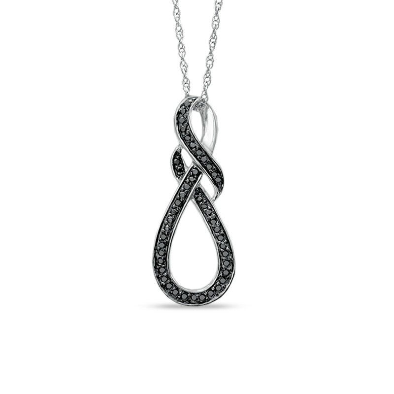 0.25 CT. T.W. Enhanced Black Natural Diamond Knotted Swirl Pendant in Sterling Silver